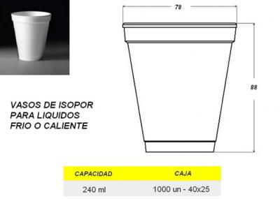 Vasos de Isopor para liquidos Frio / Caliente  240ML