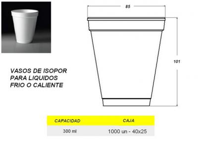 Vasos de Isopor para liquidos Frio / Caliente  300ML