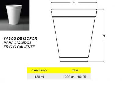 Vasos de Isopor para liquidos Frio / Caliente 180 cc